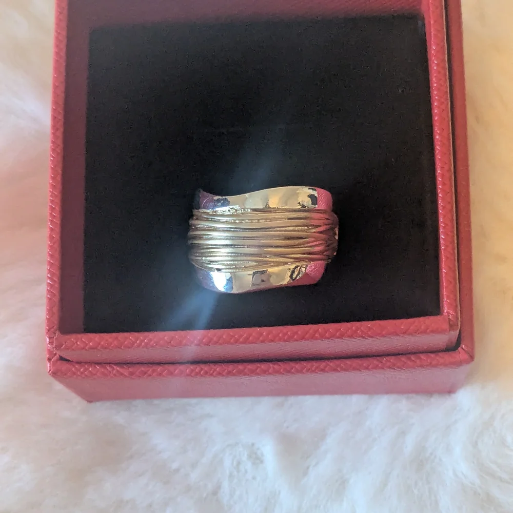 NEW Sculptural Wave Statement Ring Modernist Artisan Silver Wide Band Minimalist